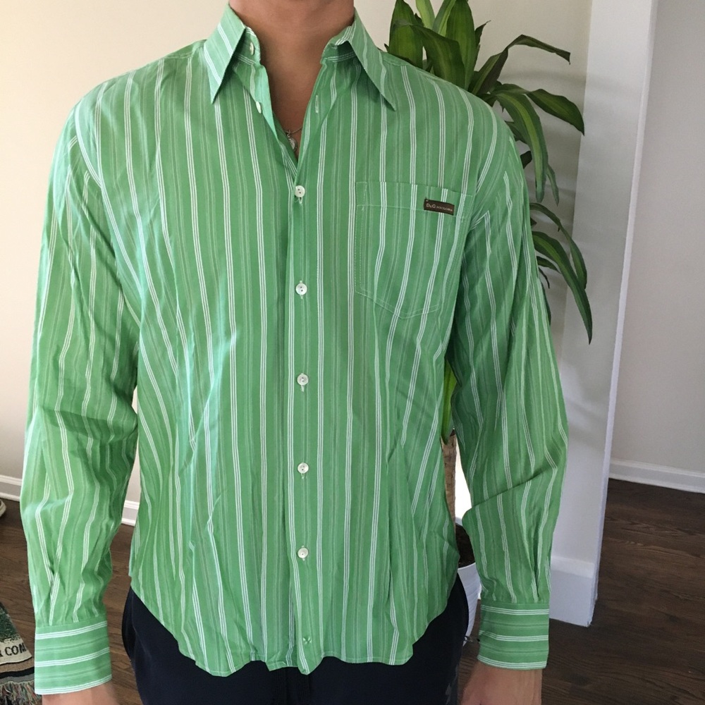 Dolce & Gabbana Green Striped Men's Shirt